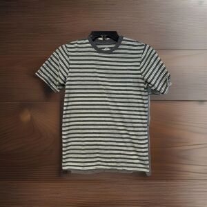 Wonder Nation Boys Size Large 10/12 Striped T-Shirt Gray Green Short Sleeve Tee